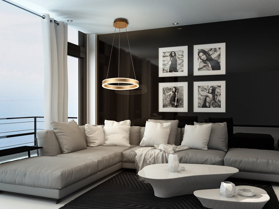
LED designer pendant light “Helia” - Gold Leaf Finish / Ø 50 cm