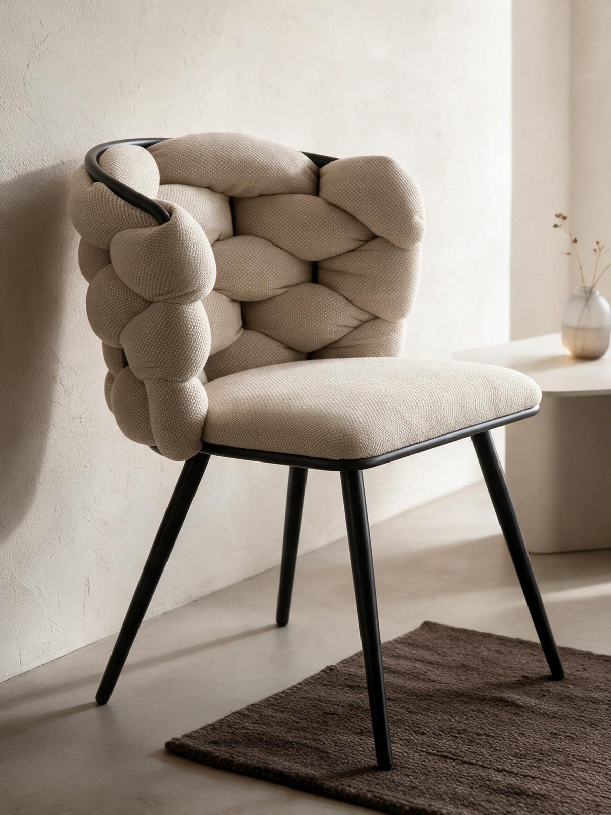 
Sedia di design «Rock» con rivestimento in ciniglia - Beige chiaro - Chenille Beige chiaro