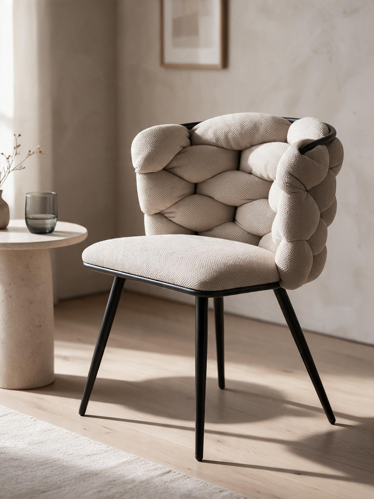 
Sedia di design «Rock» con rivestimento in ciniglia - Beige chiaro - Chenille Beige chiaro