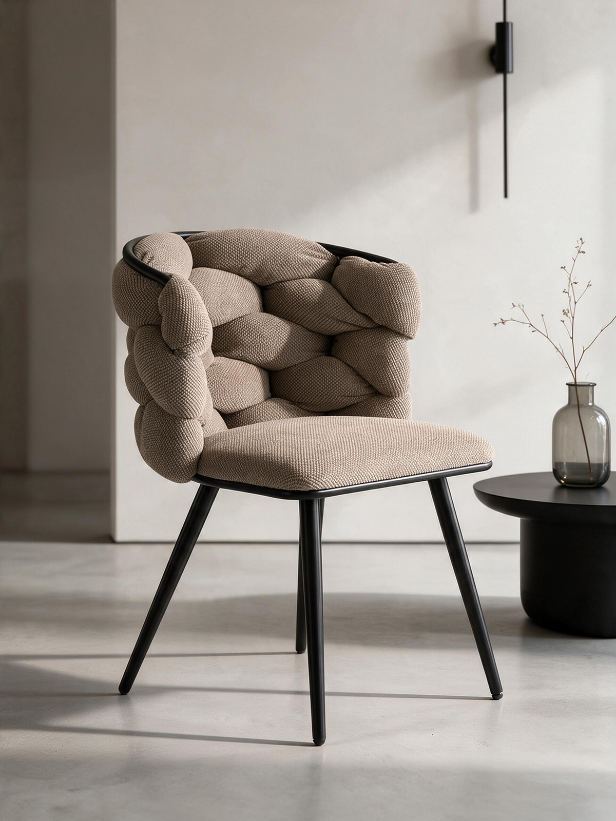 
Sedia di design «Rock» con rivestimento in ciniglia - Beige - Chenille Beige