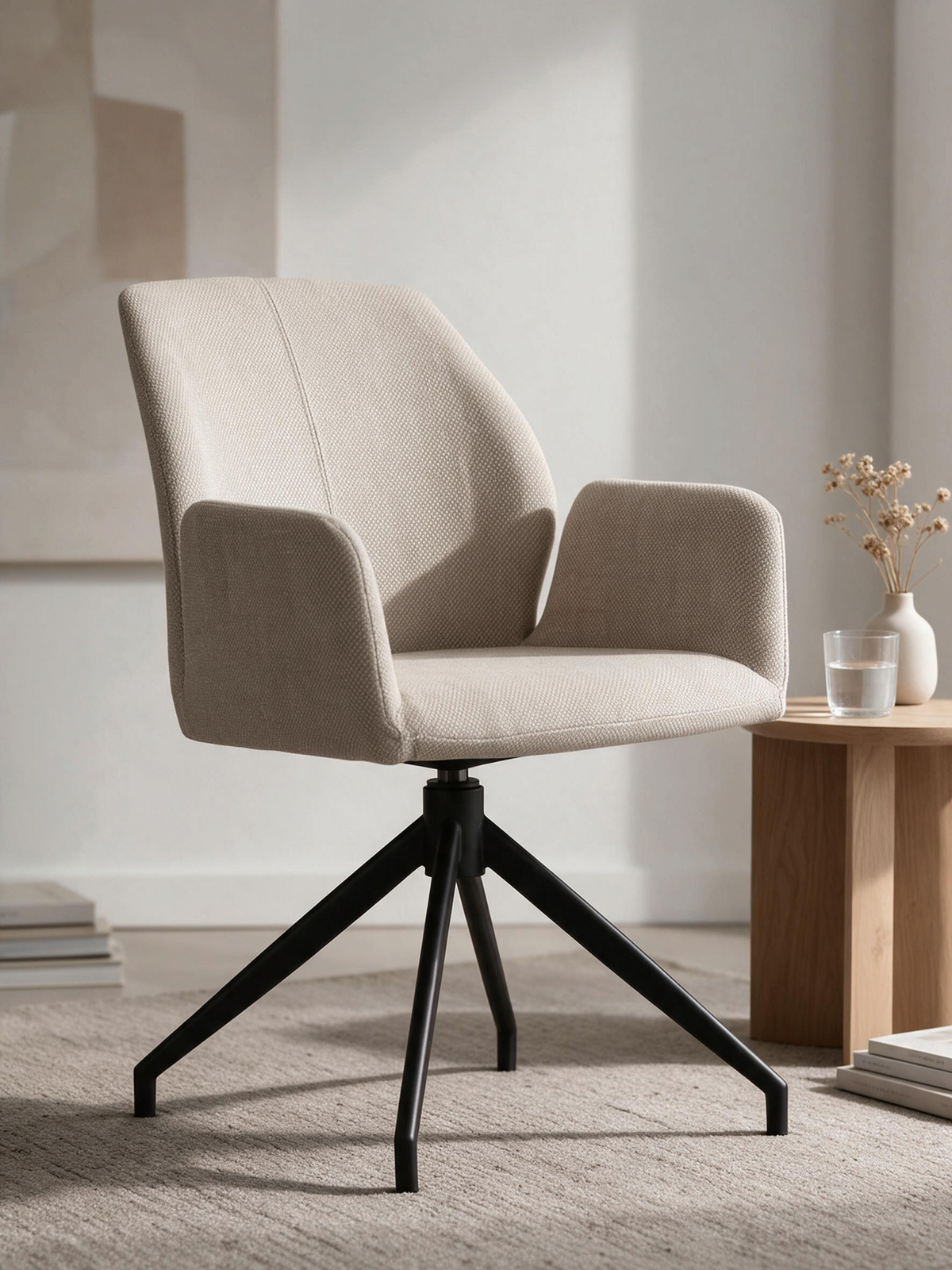 
Sedia girevole di design „Storm“ con braccioli - Beige