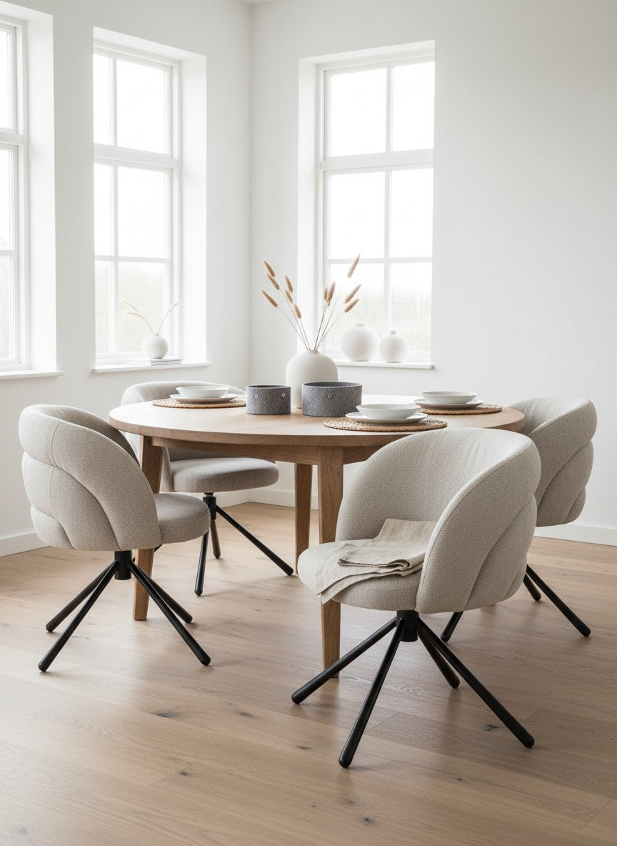 
Drehbarer Design Stuhl „Pebble“ mit Armlehnen - Beige hell
