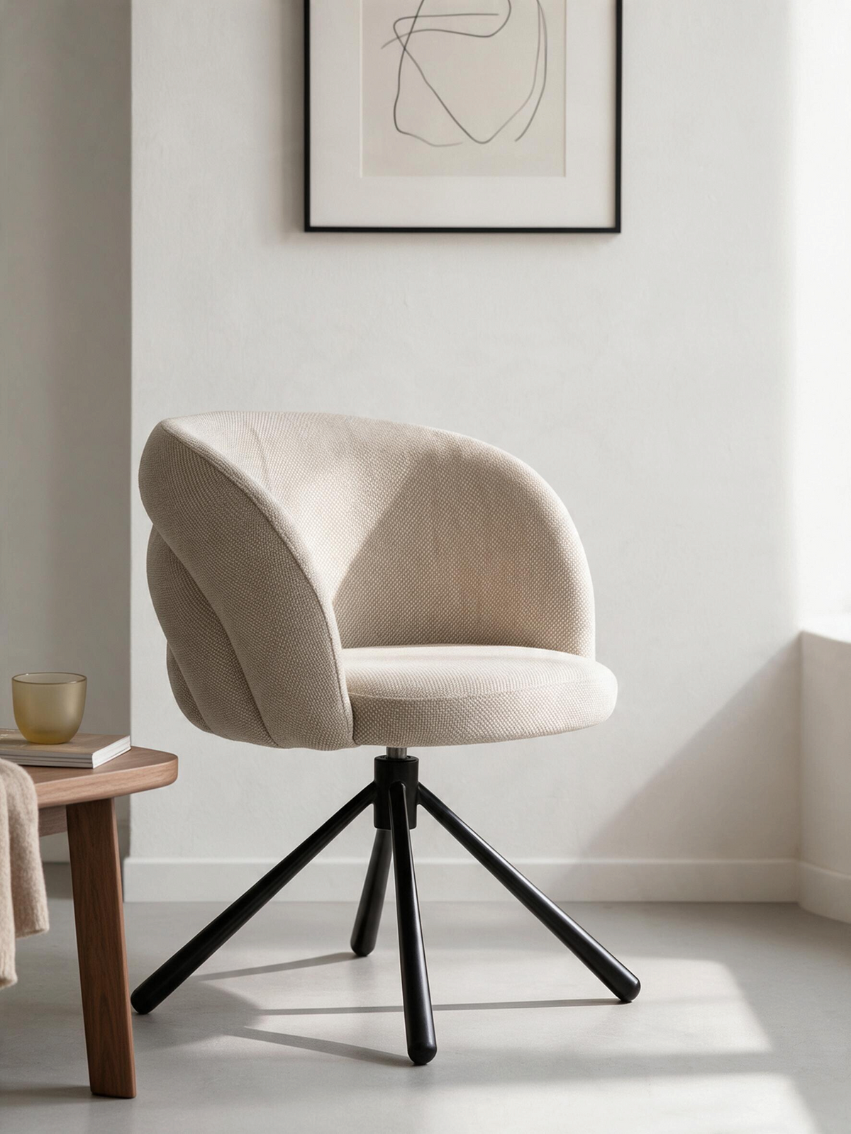 
Sedia girevole di design «Pebble» con braccioli - Beige chiaro