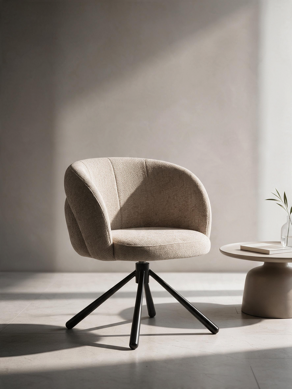 
Sedia girevole di design «Pebble» con braccioli - Latte