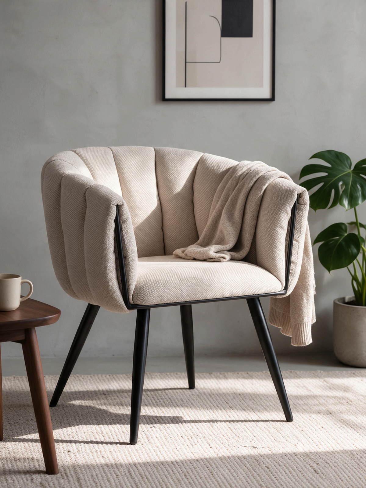 
Sedia di design «Breeze» con braccioli - Beige
