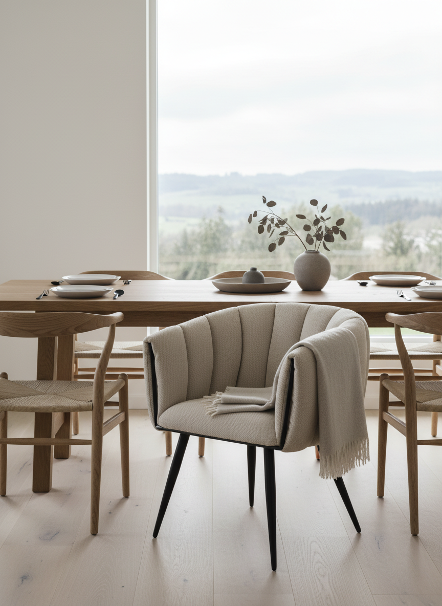 
Design Stuhl „Breeze“ mit Armlehnen - Beige