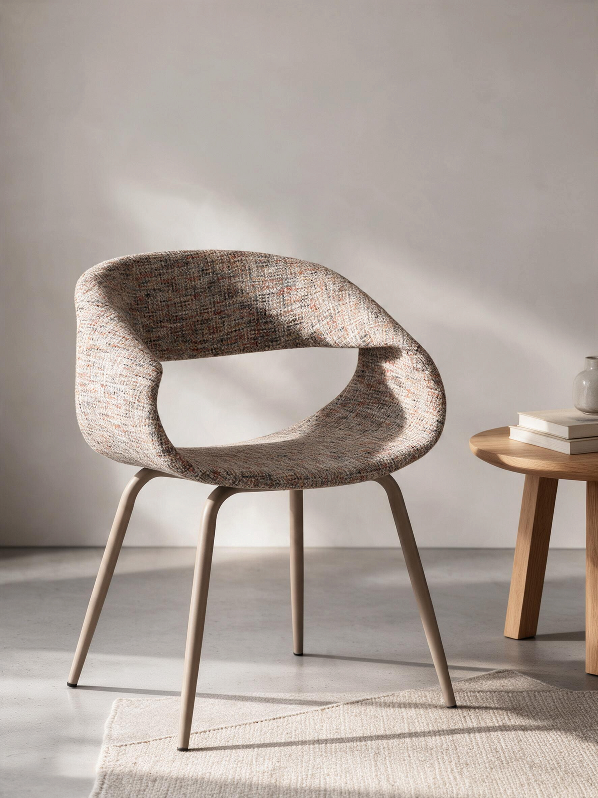 
Sedia di design „Whale“ con braccioli - Beige retrò