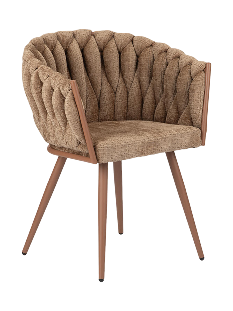 
Designer Armchair "Wave" - Structured fabric Caramel