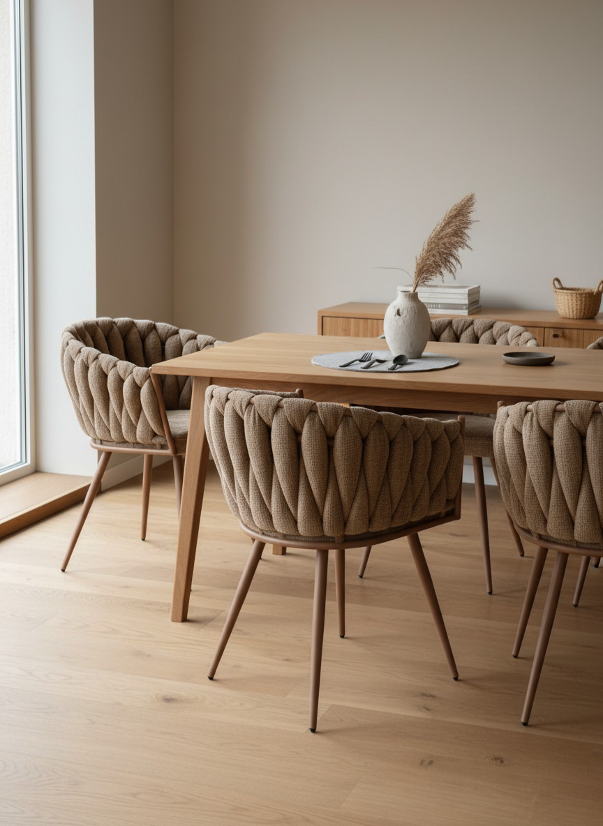 
Designer Armchair "Wave" - Structured fabric Caramel