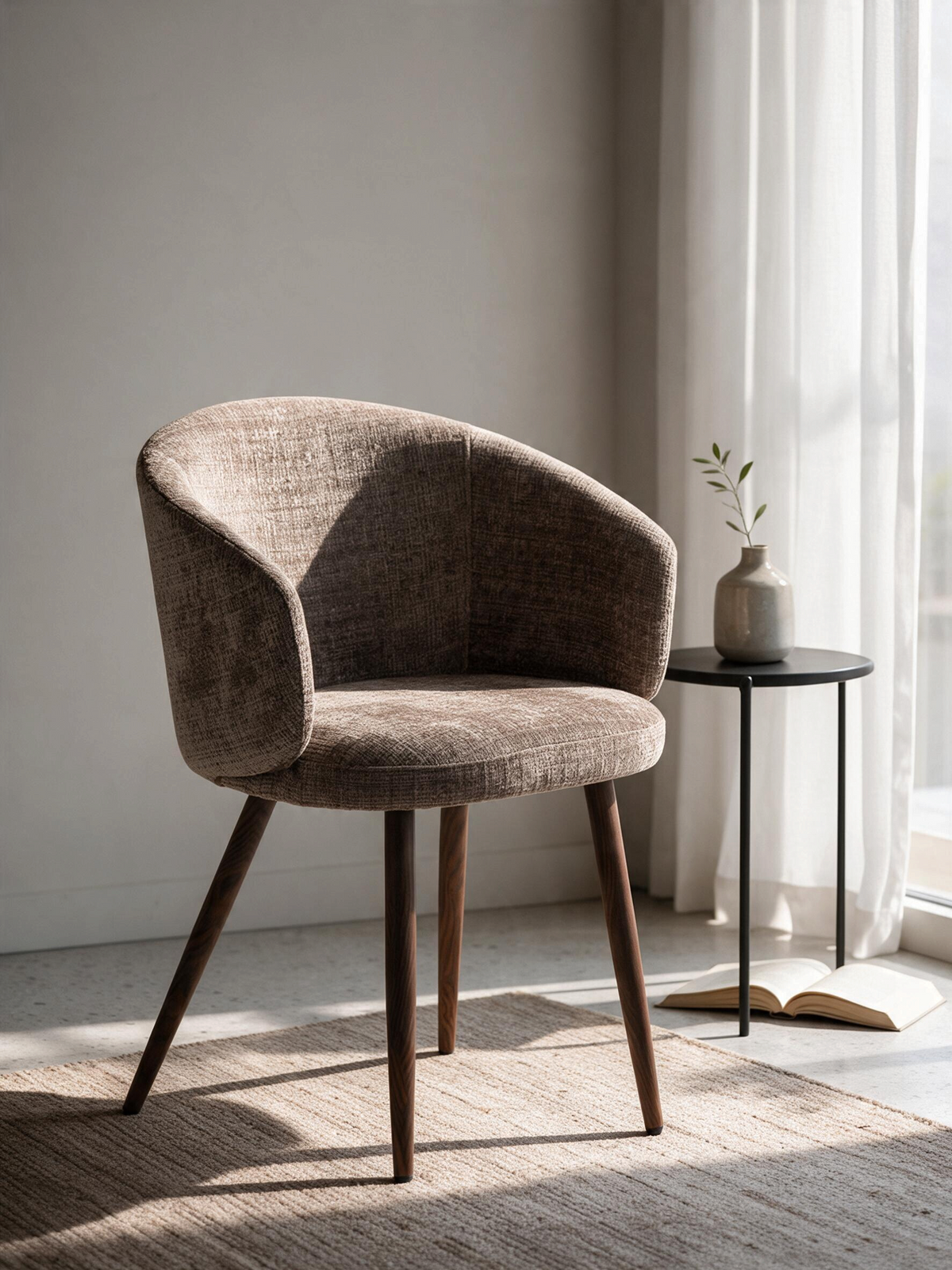 
Sedia di design «Luna» con braccioli - Visone