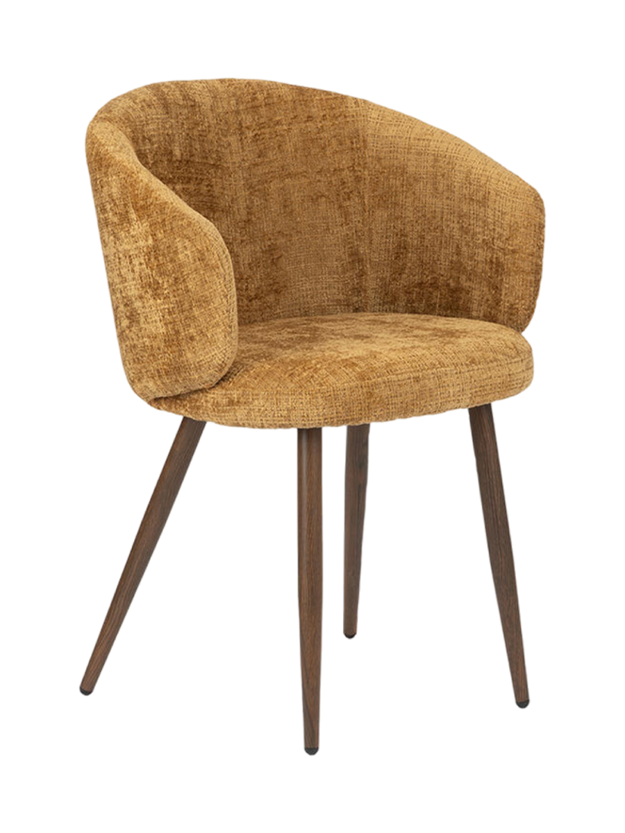 
"Luna" Designer Chair with Armrests - Gold