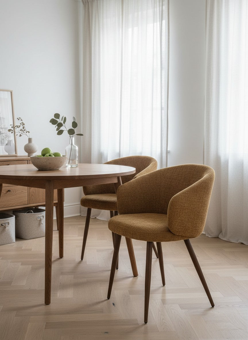 
"Luna" Designer Chair with Armrests - Gold