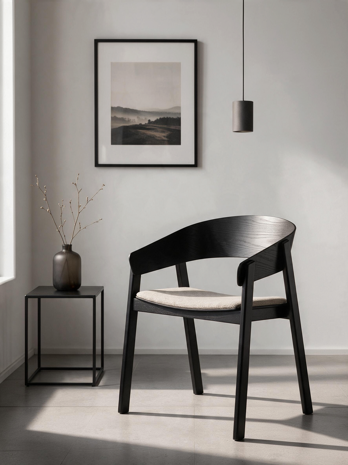 
Sedia da pranzo di design in legno massello „Edo“ - Nero