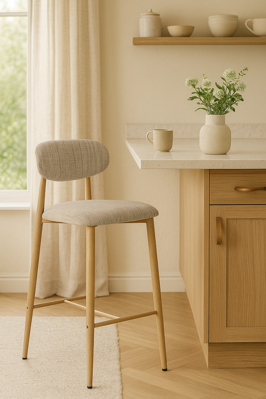 
Tabouret de bar design « Japandi », différentes hauteurs - Okura / Hauteur d'assise 80 cm