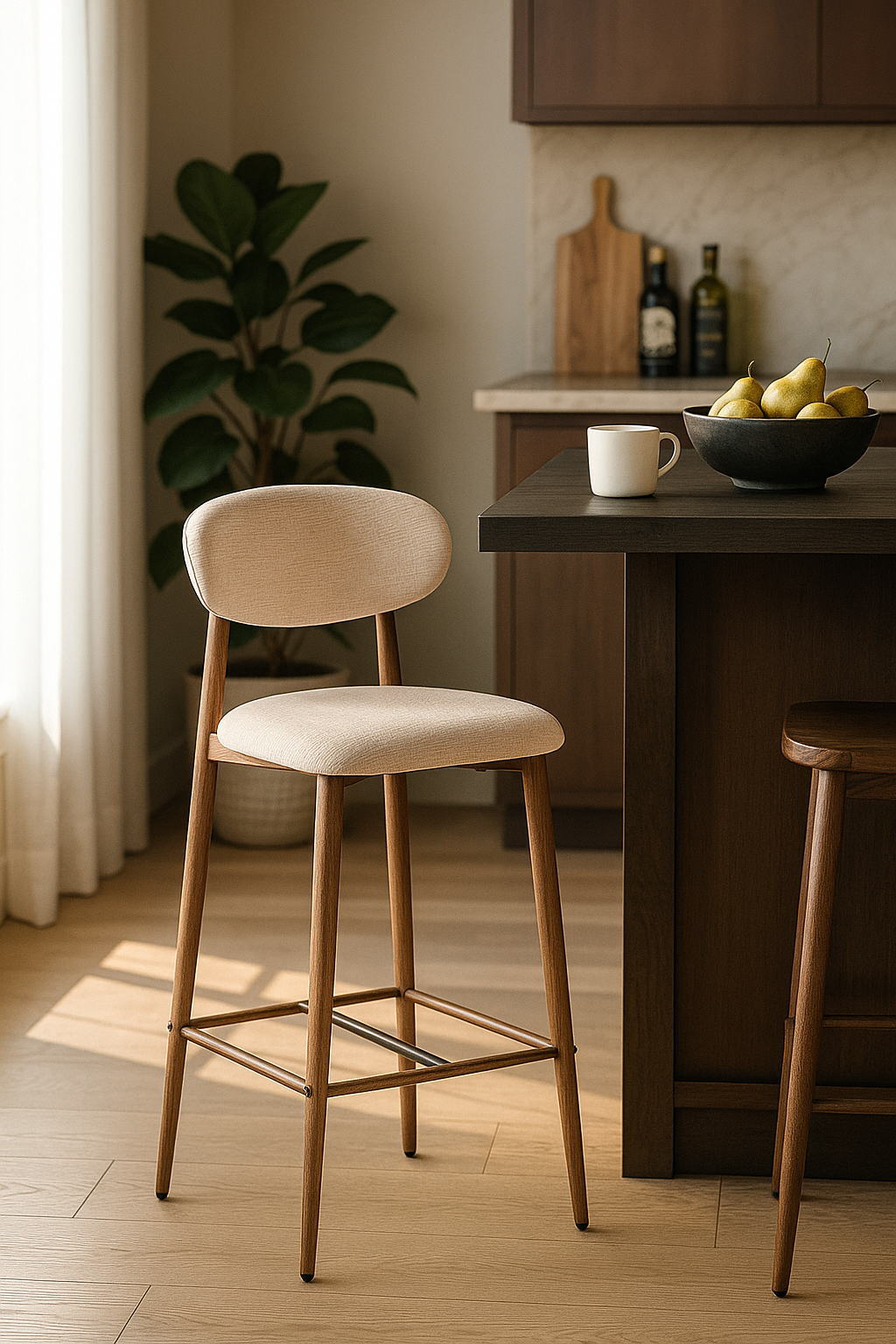 
Tabouret de bar design « Japandi », différentes hauteurs - Bronzer / Hauteur d'assise 80 cm