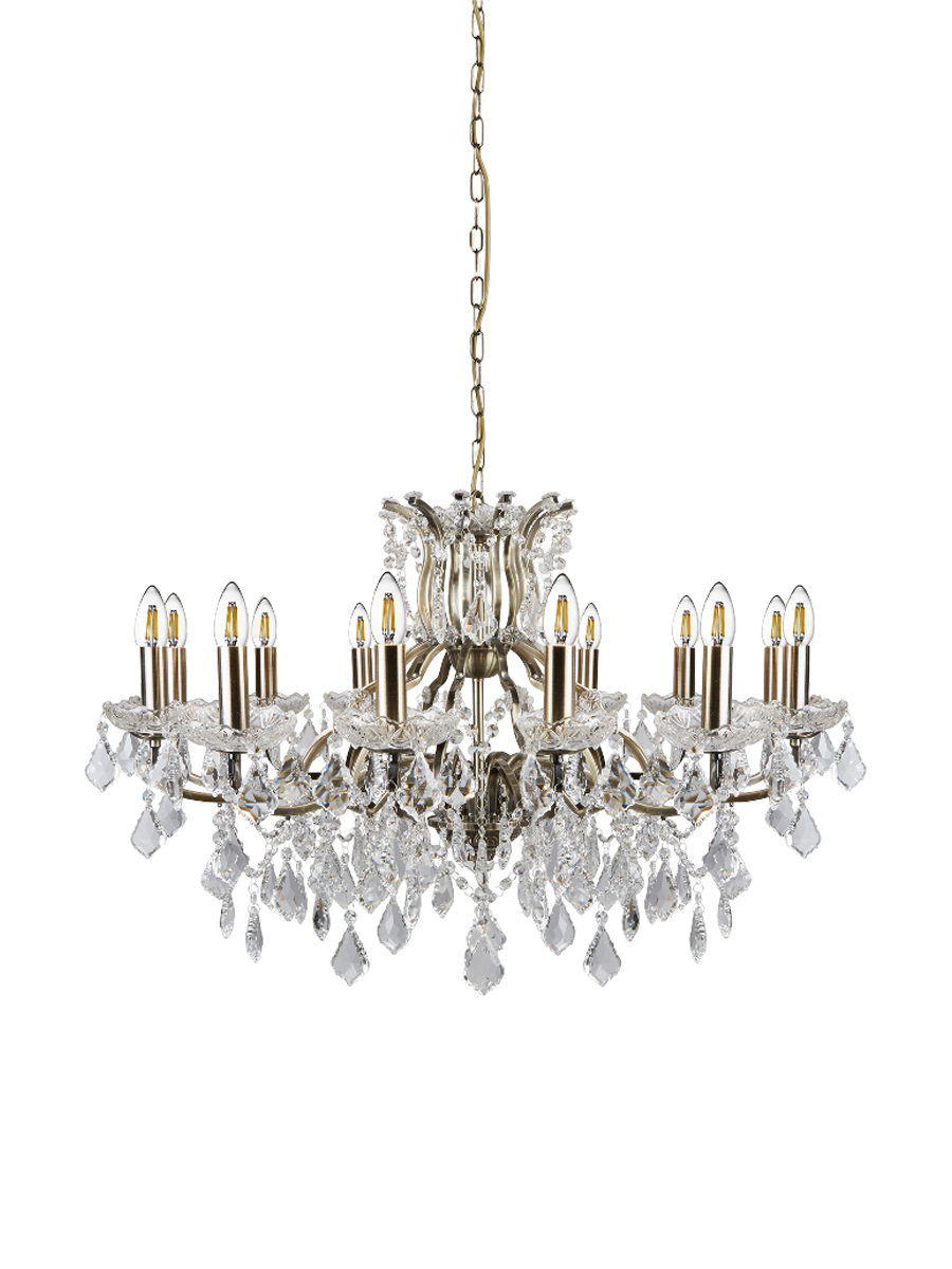 
Grosser, eleganter Kronleuchter „Paris“ 12-flammig - Messing