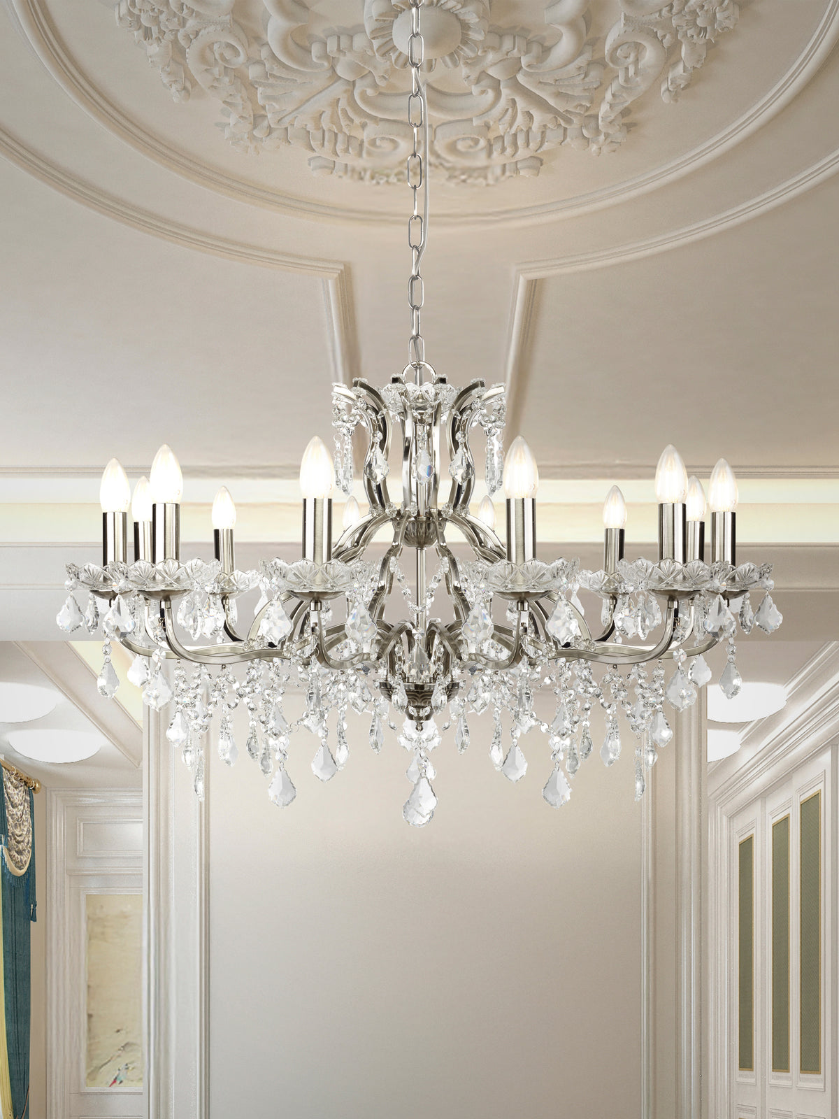 
Grosser, eleganter Kronleuchter „Paris“ 12-flammig - Silber
