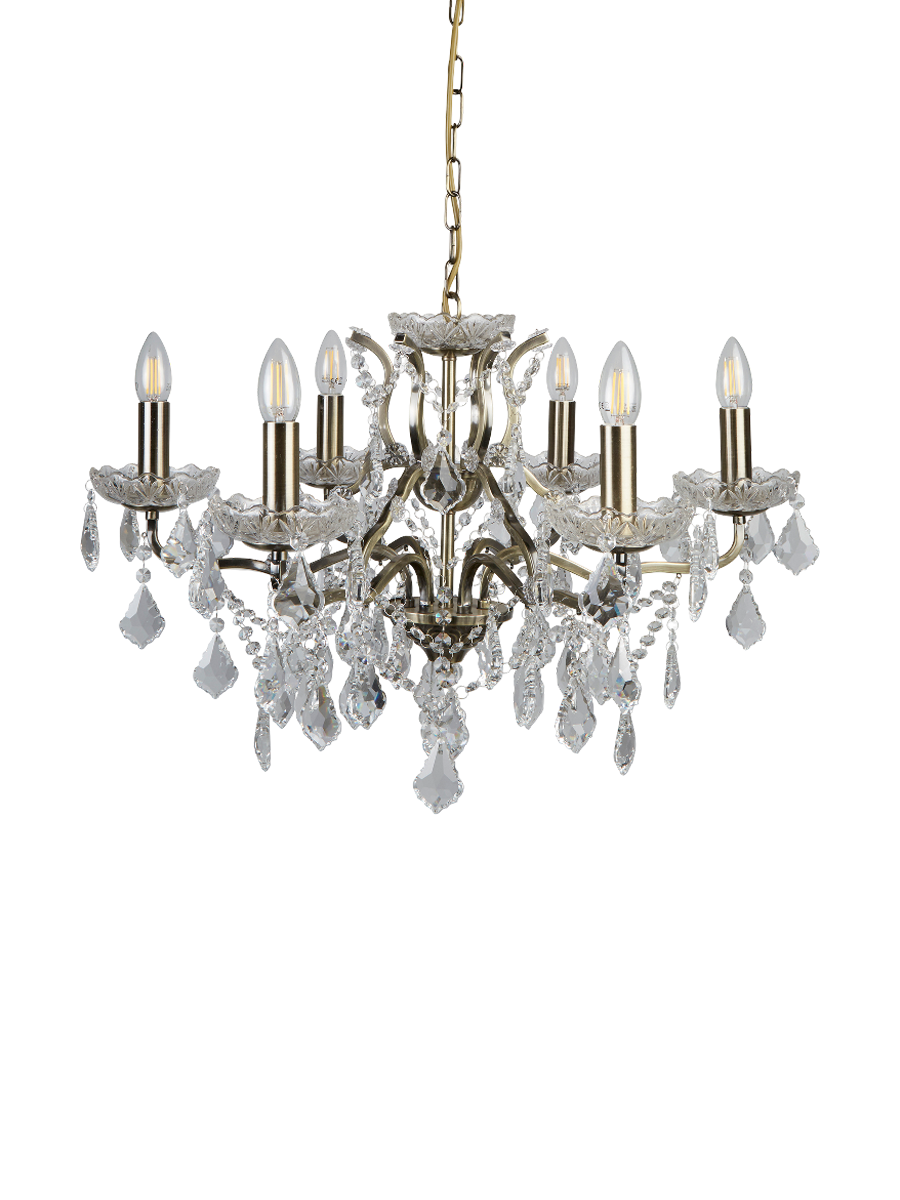 
Grosser, eleganter Kronleuchter „Paris“ 6-flammig - Brass