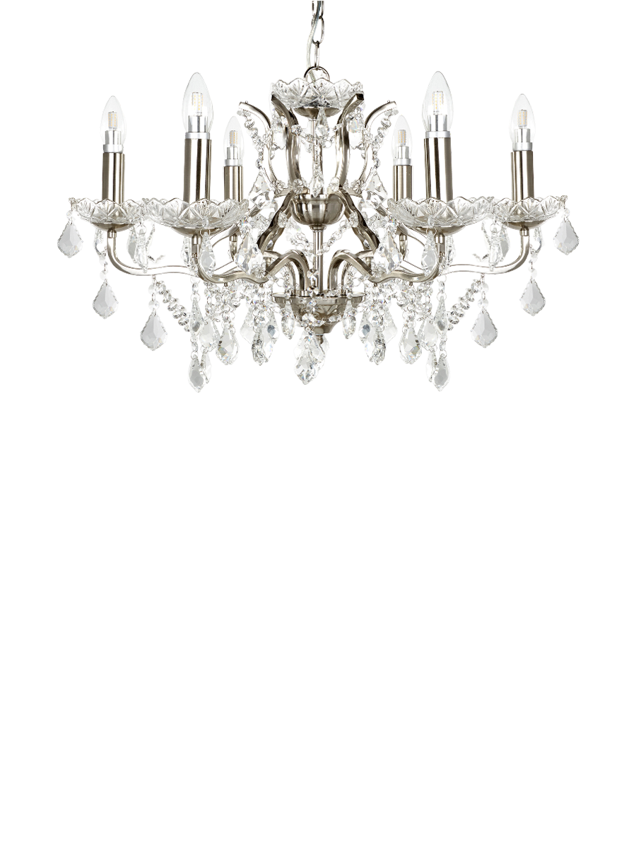 
Grosser, eleganter Kronleuchter „Paris“ 6-flammig - Silver