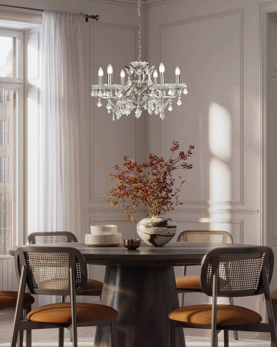 
Grosser, eleganter Kronleuchter „Paris“ 6-flammig - Silver