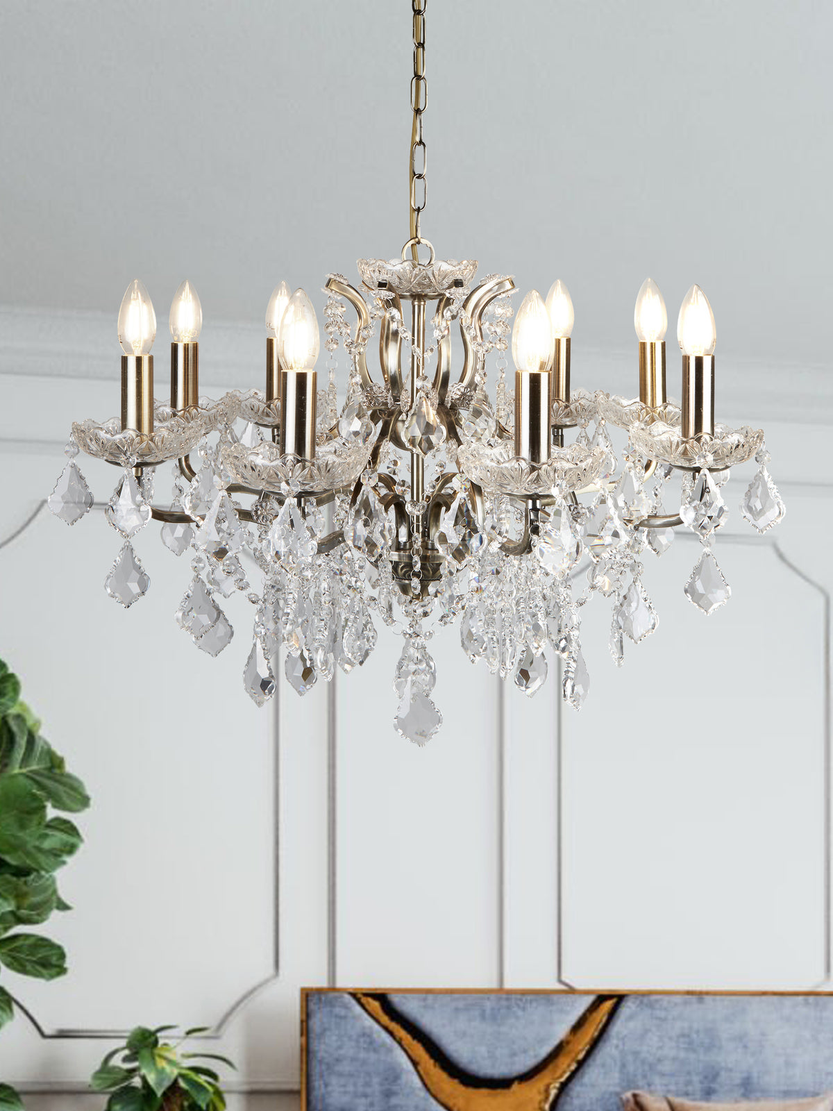 
Grosser, eleganter Kronleuchter „Paris“ 8-flammig - Brass