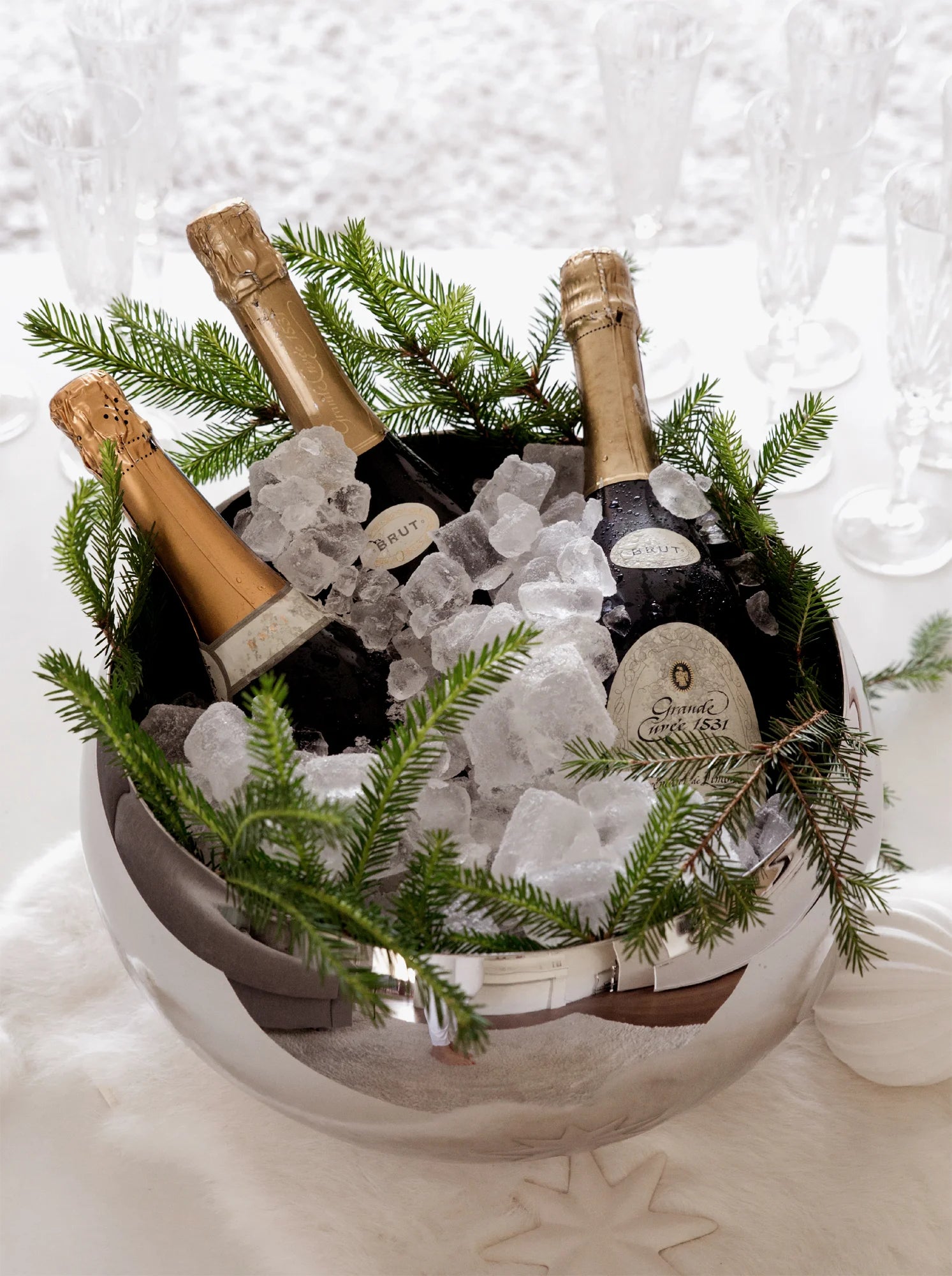 
Seau à champagne haut de gamme « Enea » en acier inoxydable – double paroi, intérieur martelé