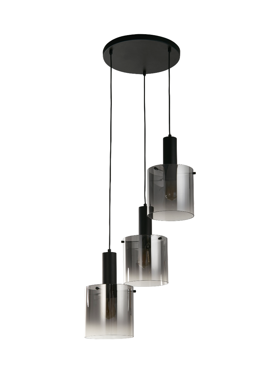 
Suspension multi-lumières « Sweden », 3 ampoules - Matt noir, verre fumé
