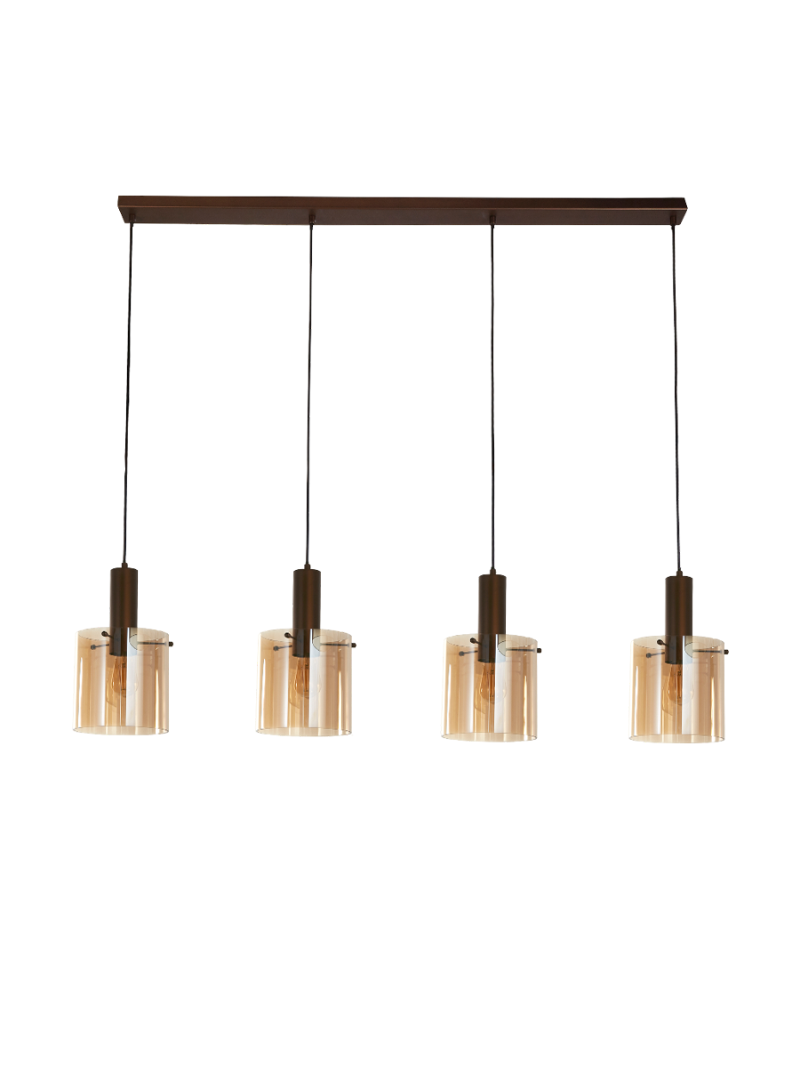 
Suspension design linéaire « Sweden », 4 flammes - Mocca, Amber