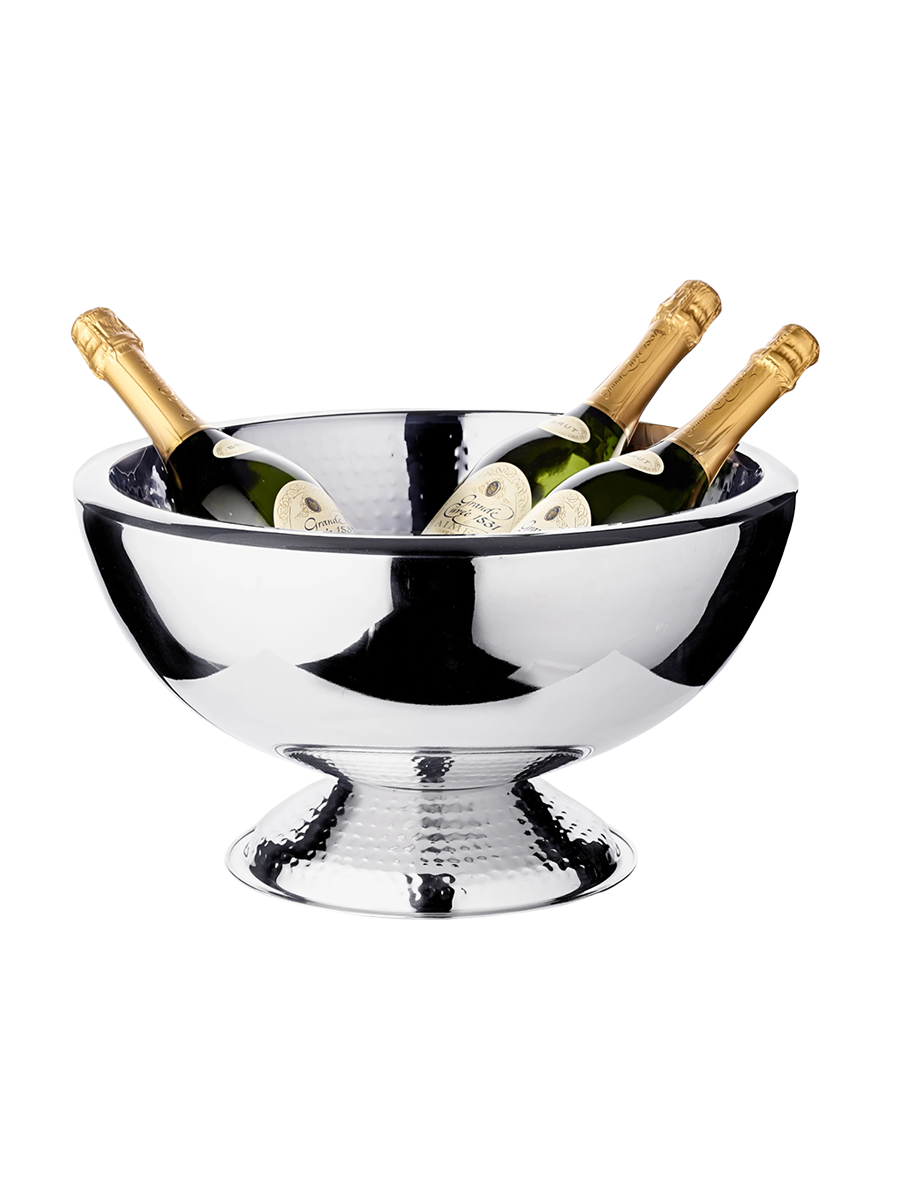 
Premium Champagne Cooler "Toni" made of stainless steel - double-walled, hammered inside and on the base