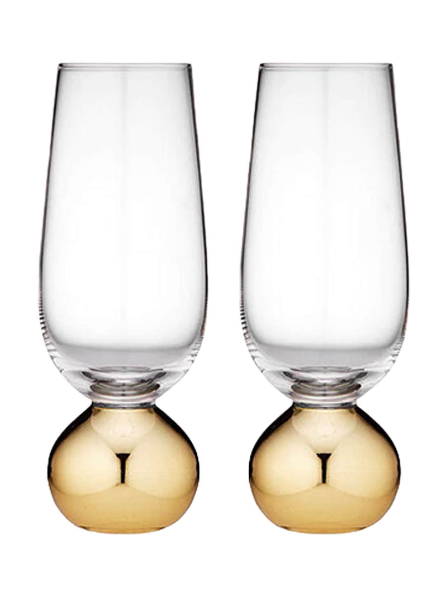 
Verres à champagne luxueux faits à la main « Astrid », lot de 2 - Or
