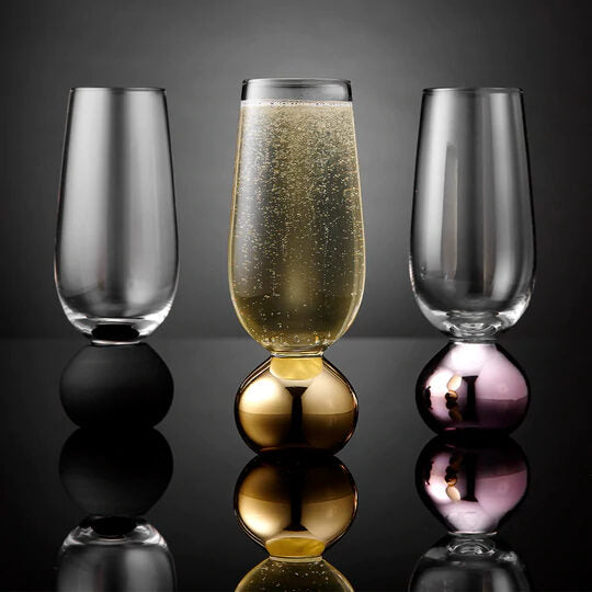 
Verres à champagne luxueux faits à la main « Astrid », lot de 2 - Or