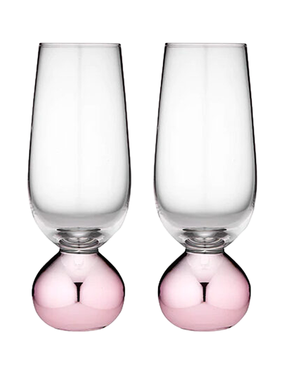 
Verres à champagne luxueux faits à la main « Astrid », lot de 2 - Rosé