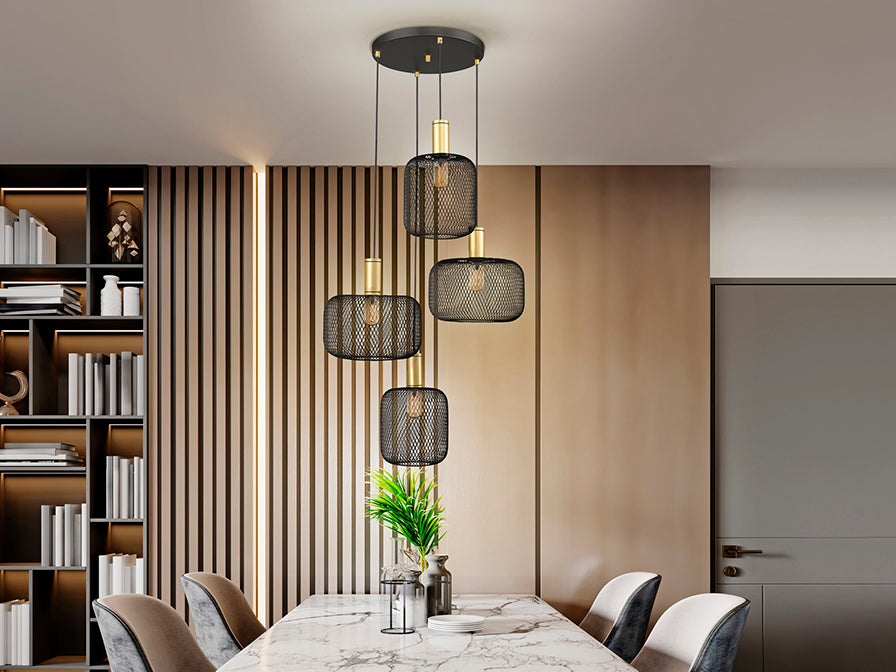 
Lampada a sospensione LED di design „Osiris“ a 4 luci - Nero