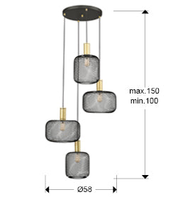 
Lampada a sospensione LED di design „Osiris“ a 4 luci - Nero