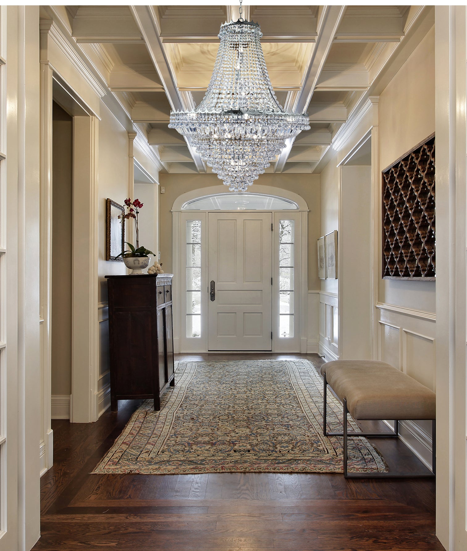 
XXL Chandelier "Versailles" Ø 102/ H 127 cm - 19-light - Silver