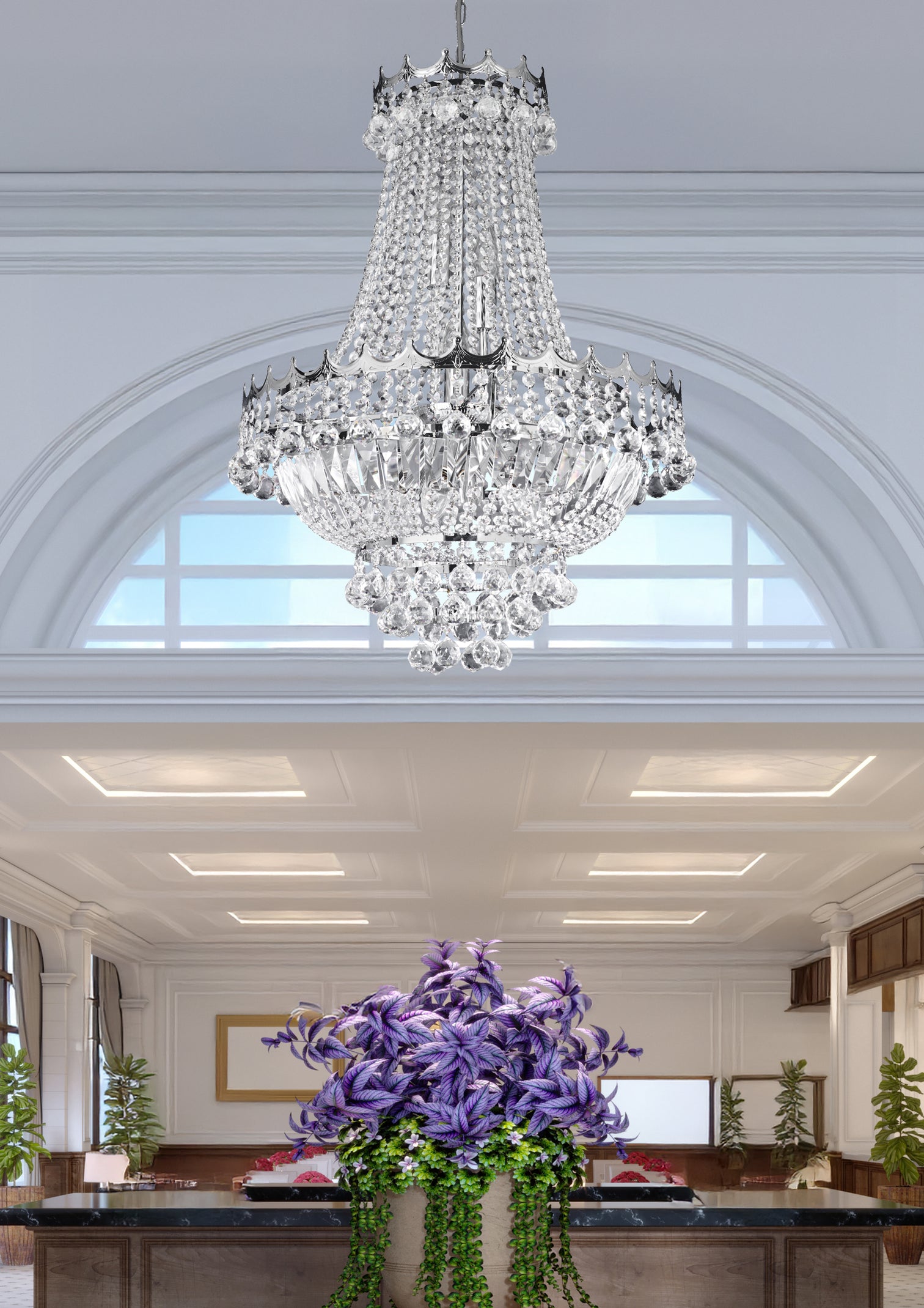 
Large chandelier "Versailles" Ø 55/ H 74 cm - 9-flame - Silver