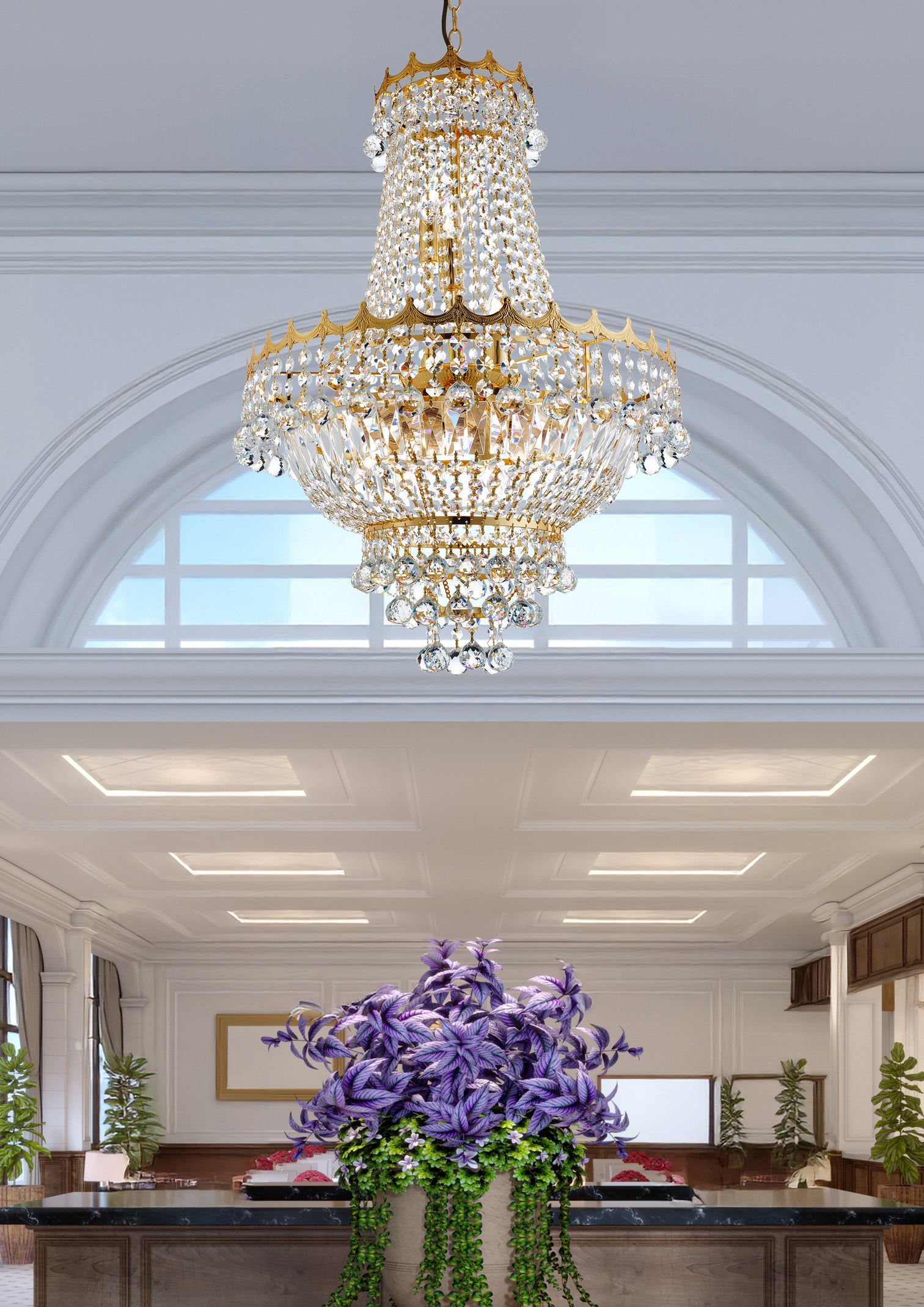 
Large chandelier "Versailles" Ø 55/ H 74 cm - 9-flame - Gold