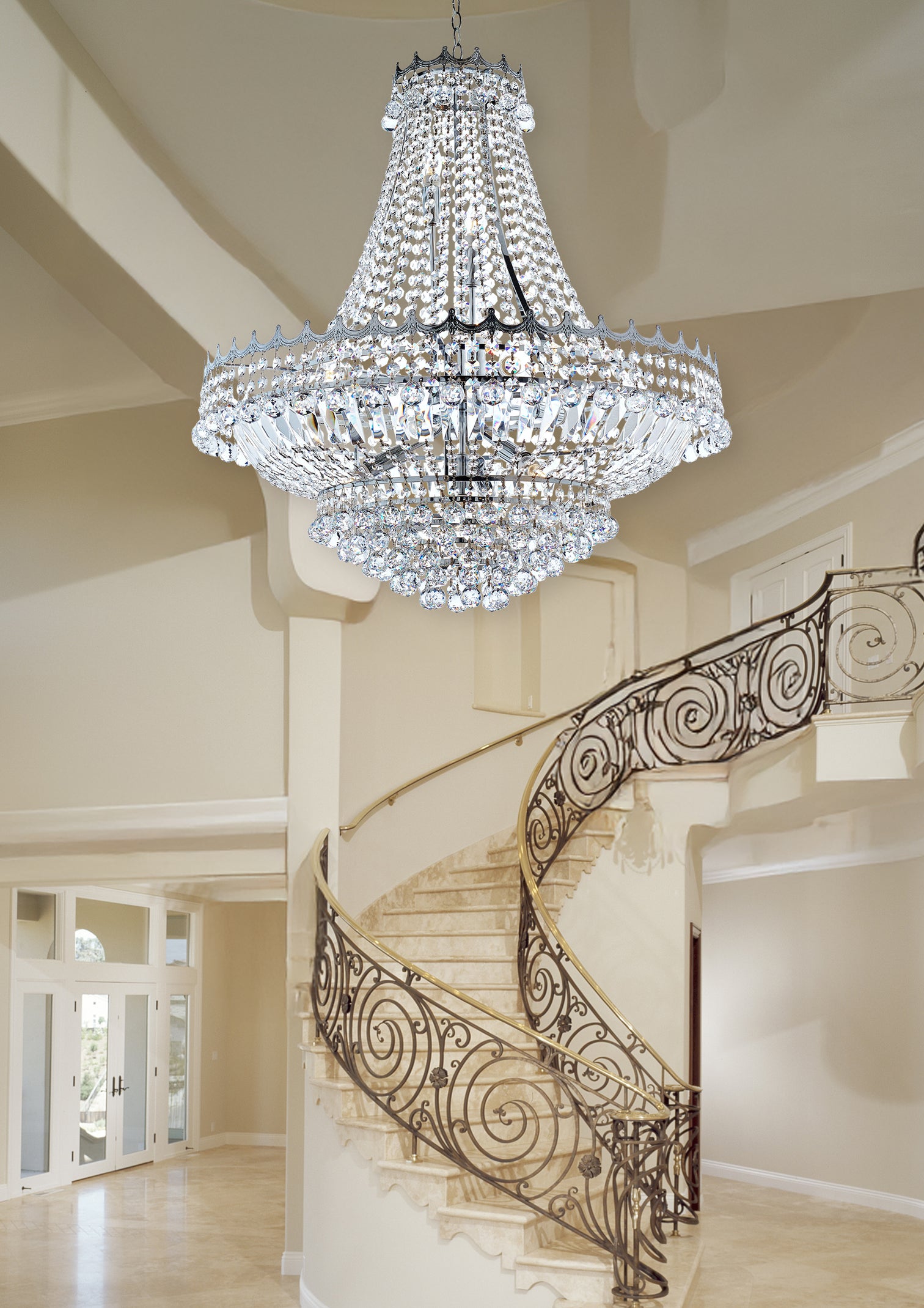 
XL Chandelier "Versailles" Ø 82/ H 90 cm - 13-light - Silver