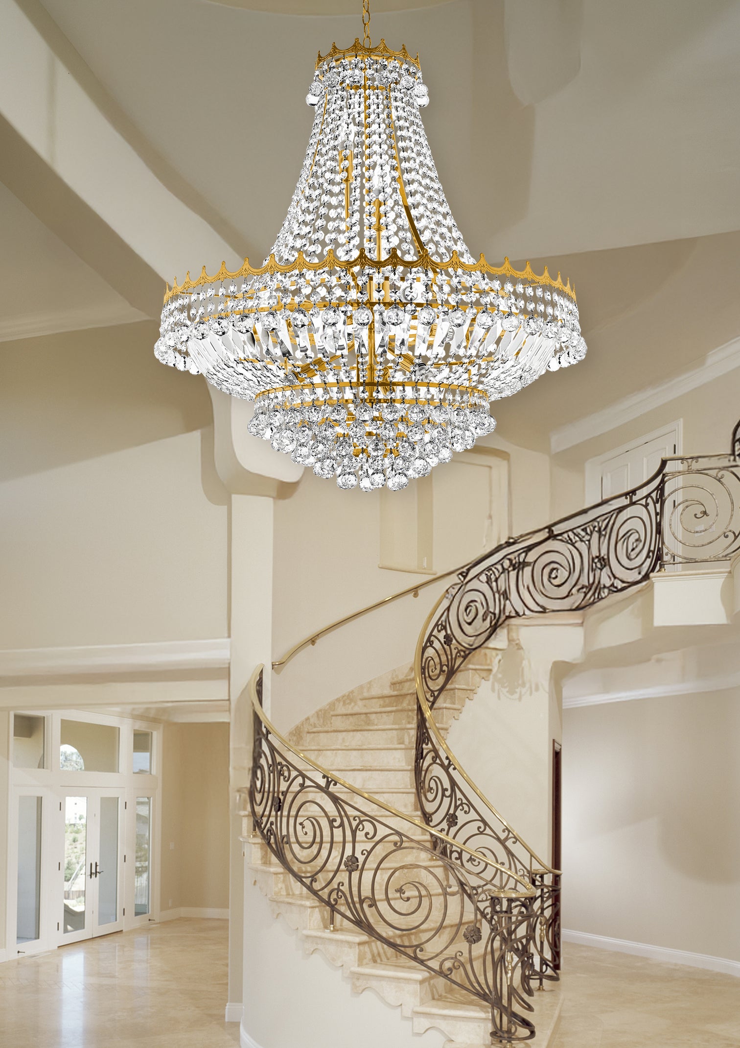 
XL Chandelier "Versailles" Ø 82/ H 90 cm - 13-light - Gold