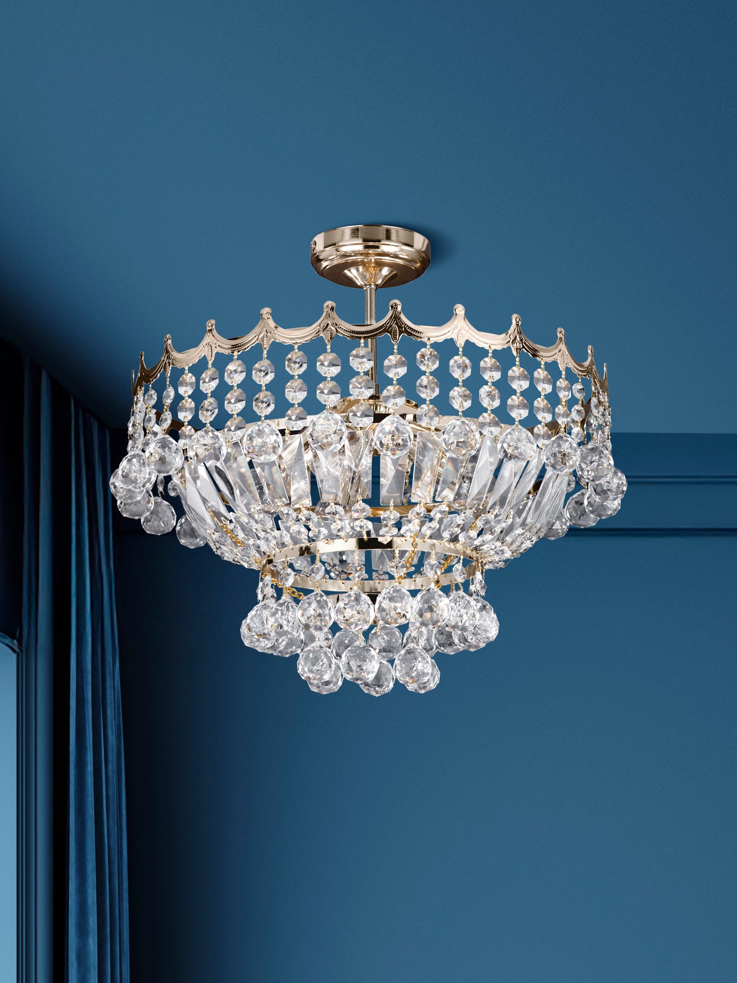 
Elegant Chandelier "Versailles" Ø 42/ H 44 cm - 5-light - Gold