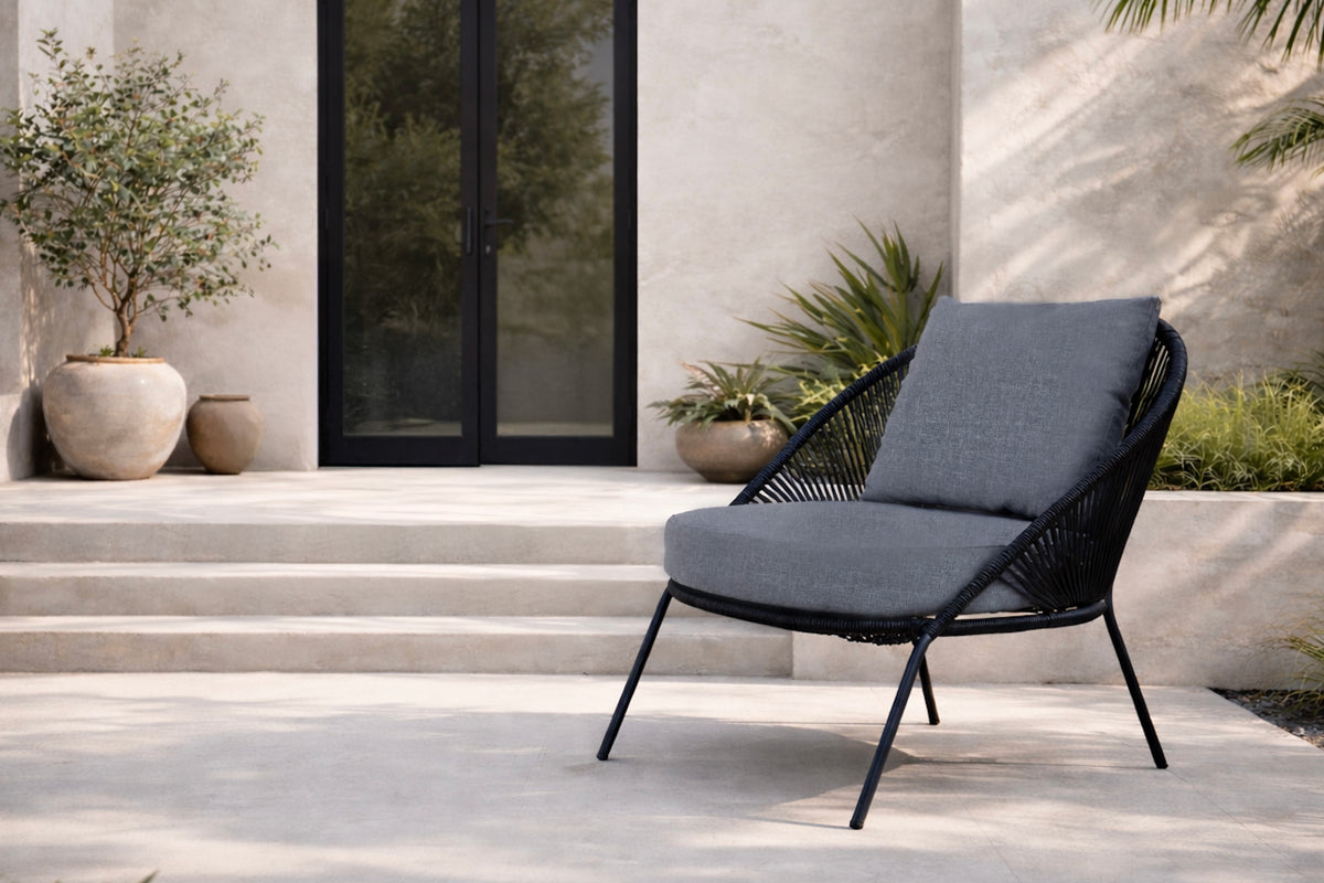 
Fauteuil de jardin « Lindos » - Noir / Gris