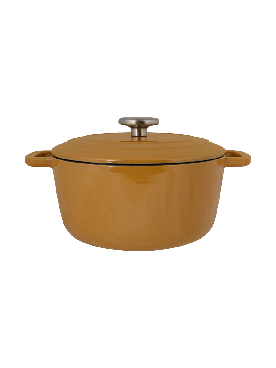 
Round Cast Iron Pot & Roaster "Fontastic" with Lid - Amber Gold