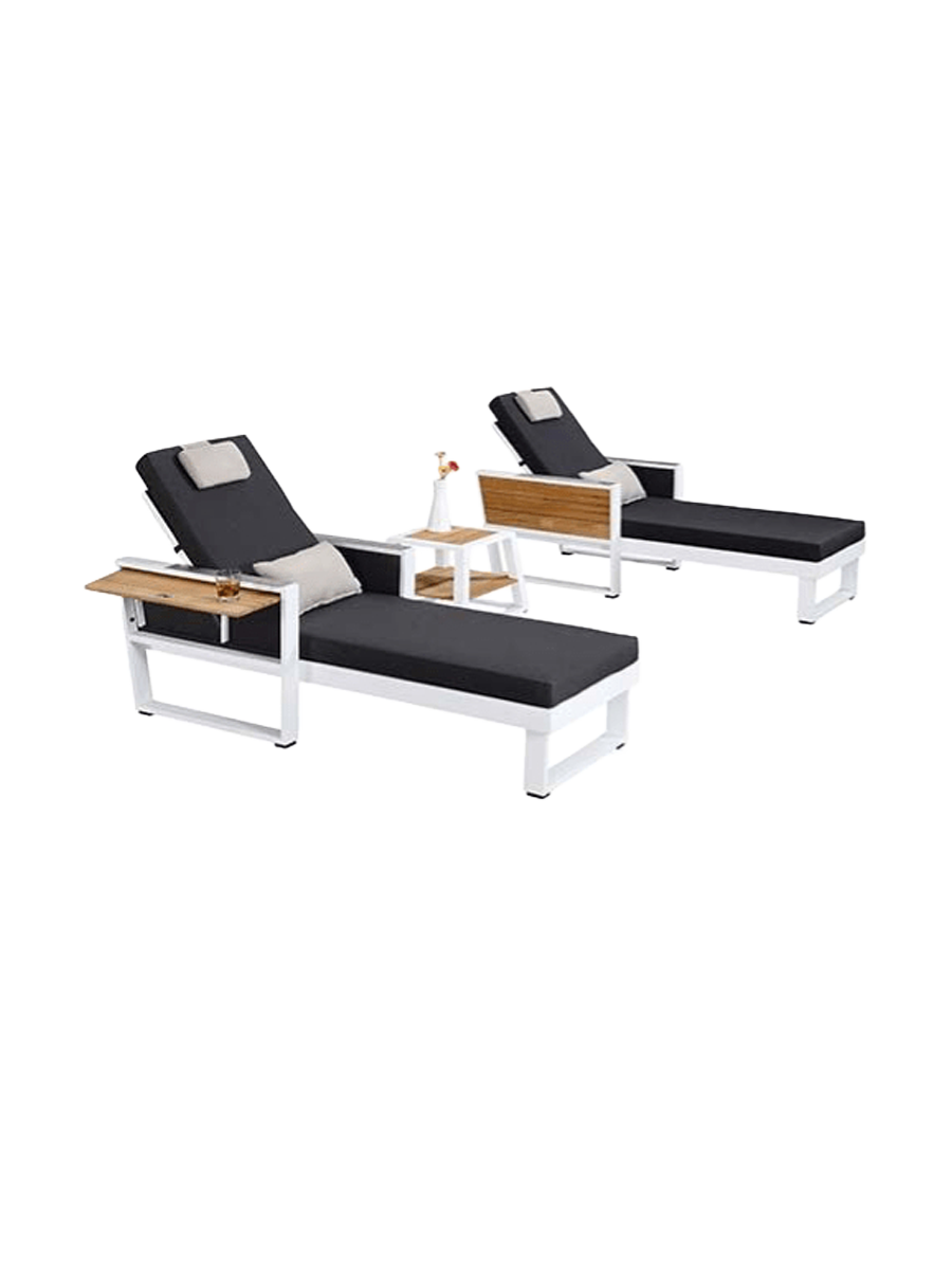 
Ensemble de 3 chaises longues de jardin « York » - Noir