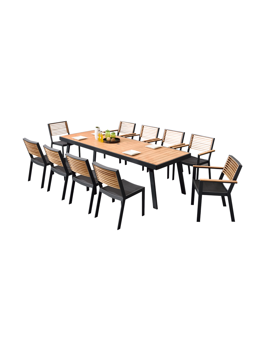 
Ensemble repas d'extérieur XL Premium "York" 10+1 - Noir
