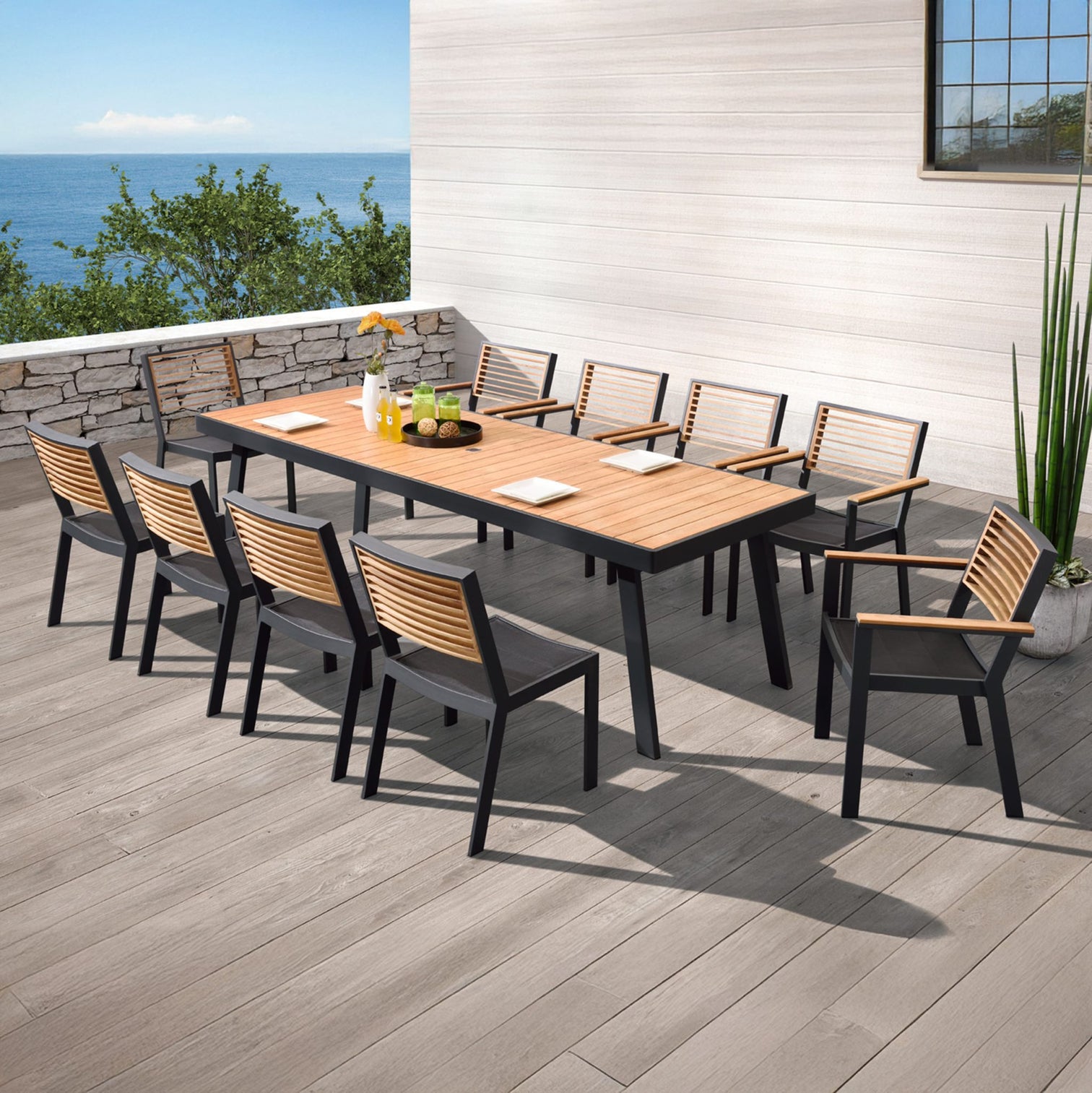 
Ensemble repas d'extérieur XL Premium "York" 10+1 - Noir