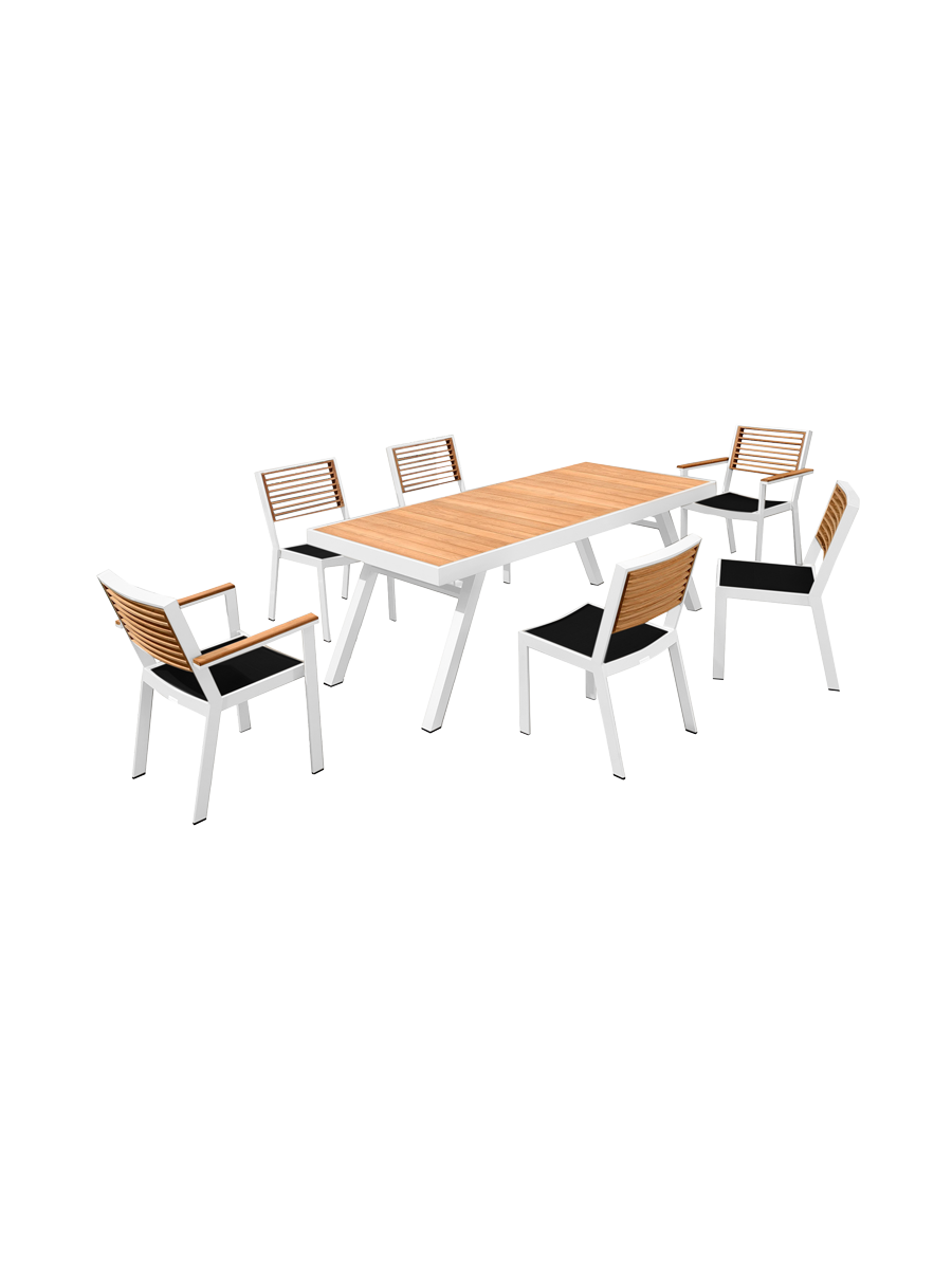 
Ensemble repas de jardin haut de gamme « York » 6+1 - Blanc
