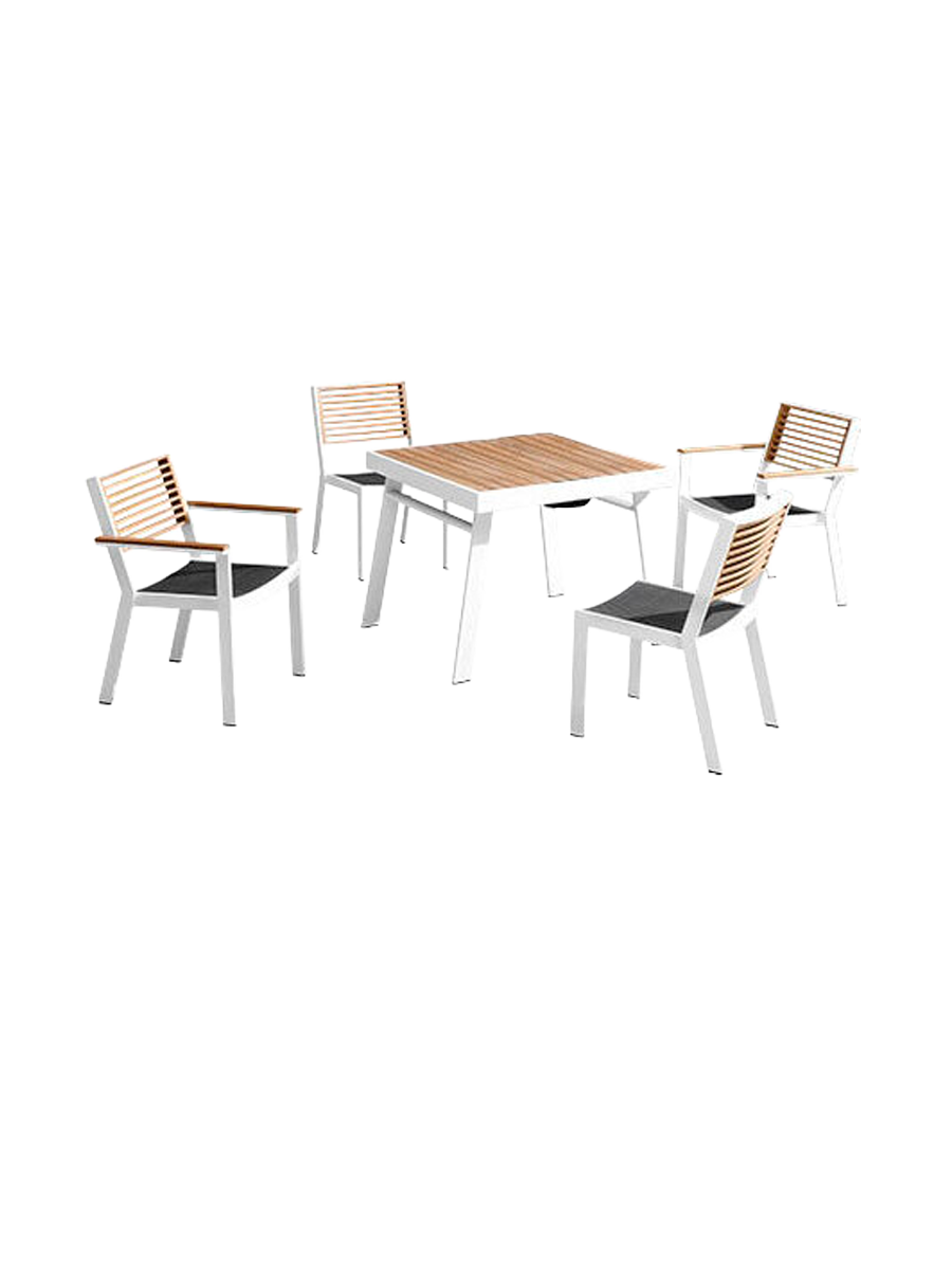 
Ensemble repas d'extérieur Premium « York » 4+1 - Blanc