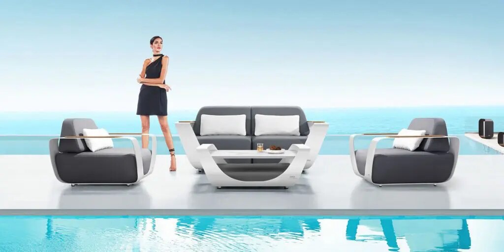 
4-teiliges Premium Gartenlounge Set „Onda“ - Grau