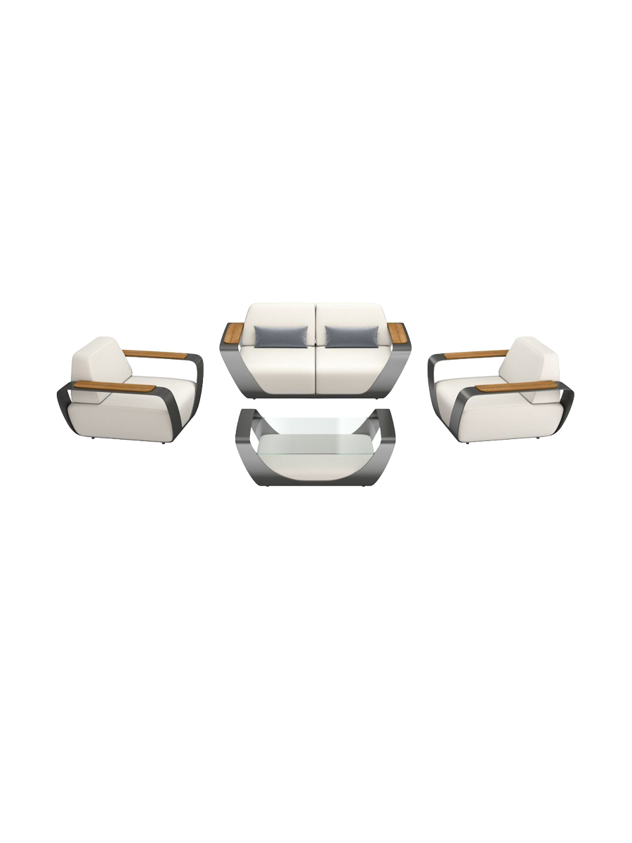 
4-teiliges Premium Gartenlounge Set „Onda“ - Weiss