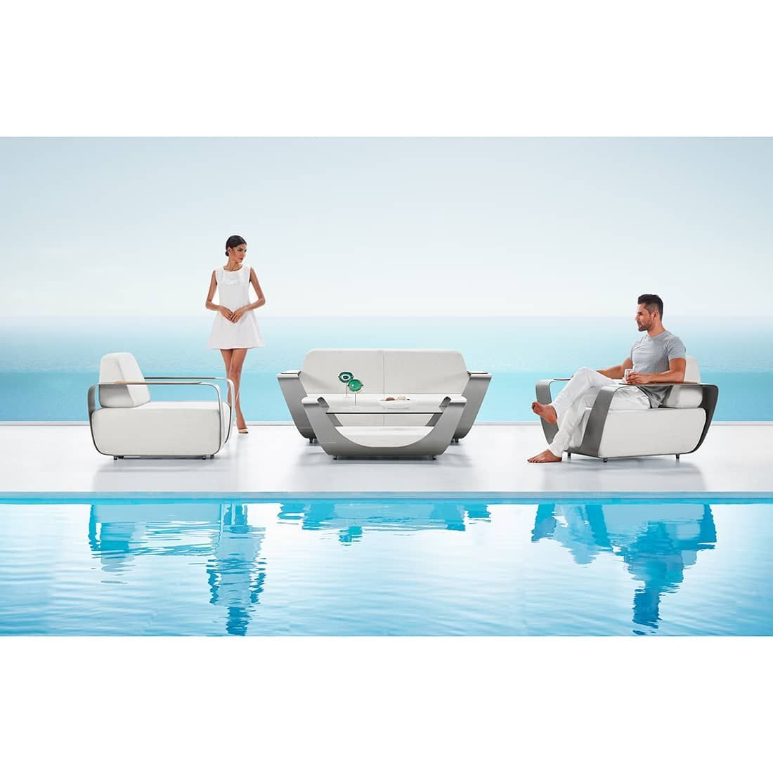 
4-teiliges Premium Gartenlounge Set „Onda“ - Weiss